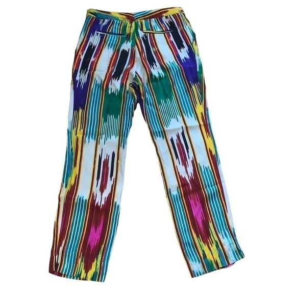 Etro Ikat-Print Ankle Pants, Pink/Multi Color Size 6 - Picture 5 of 13